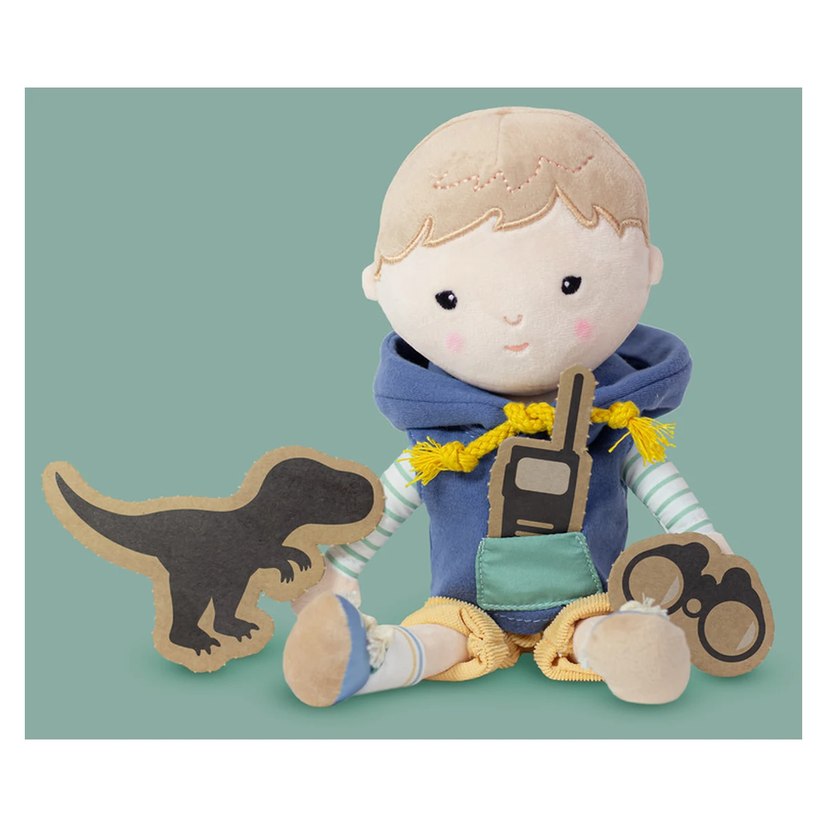 Papusa, Petite&Mars, Max 14 x 34 cm, 0 luni+, Ambalaj cu mini puzzle din carton, 35 cm, Albastru [2]