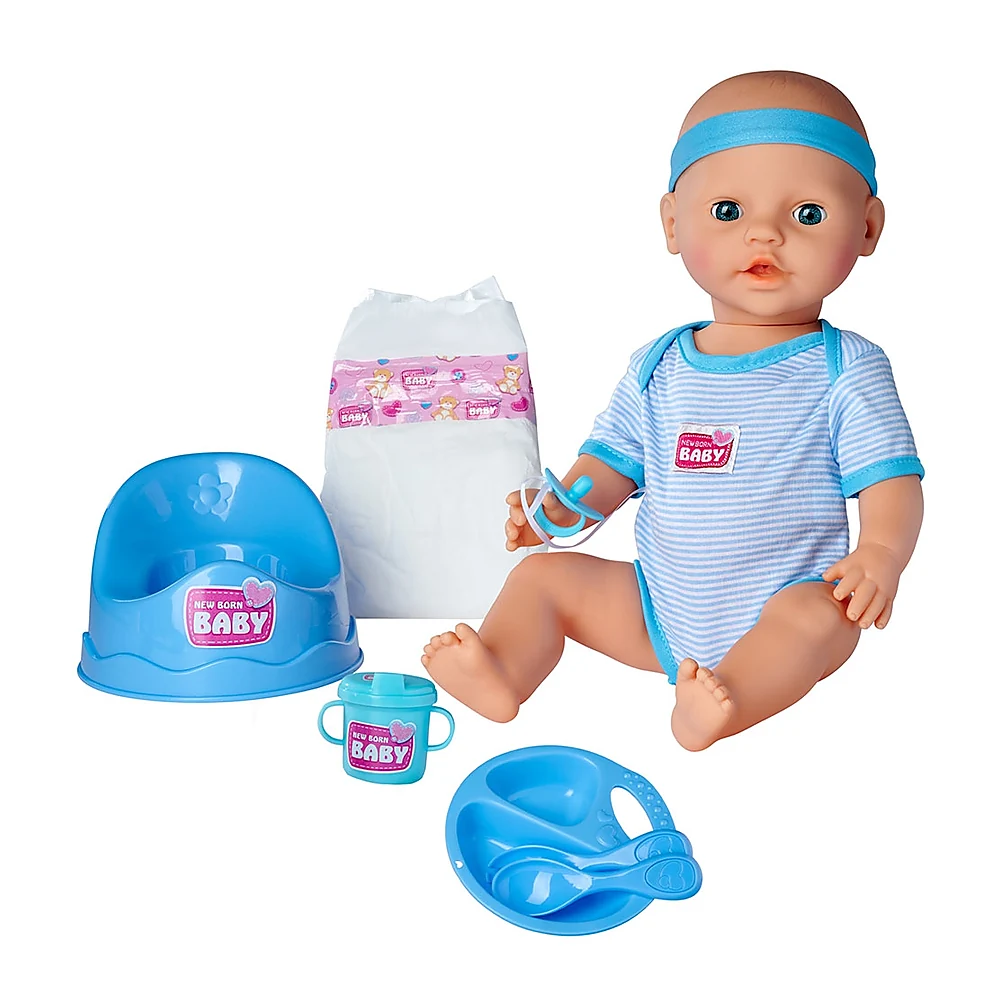 Papusa Simba New Born Baby, Baby Doll 43 cm cu accesorii albastru [2]