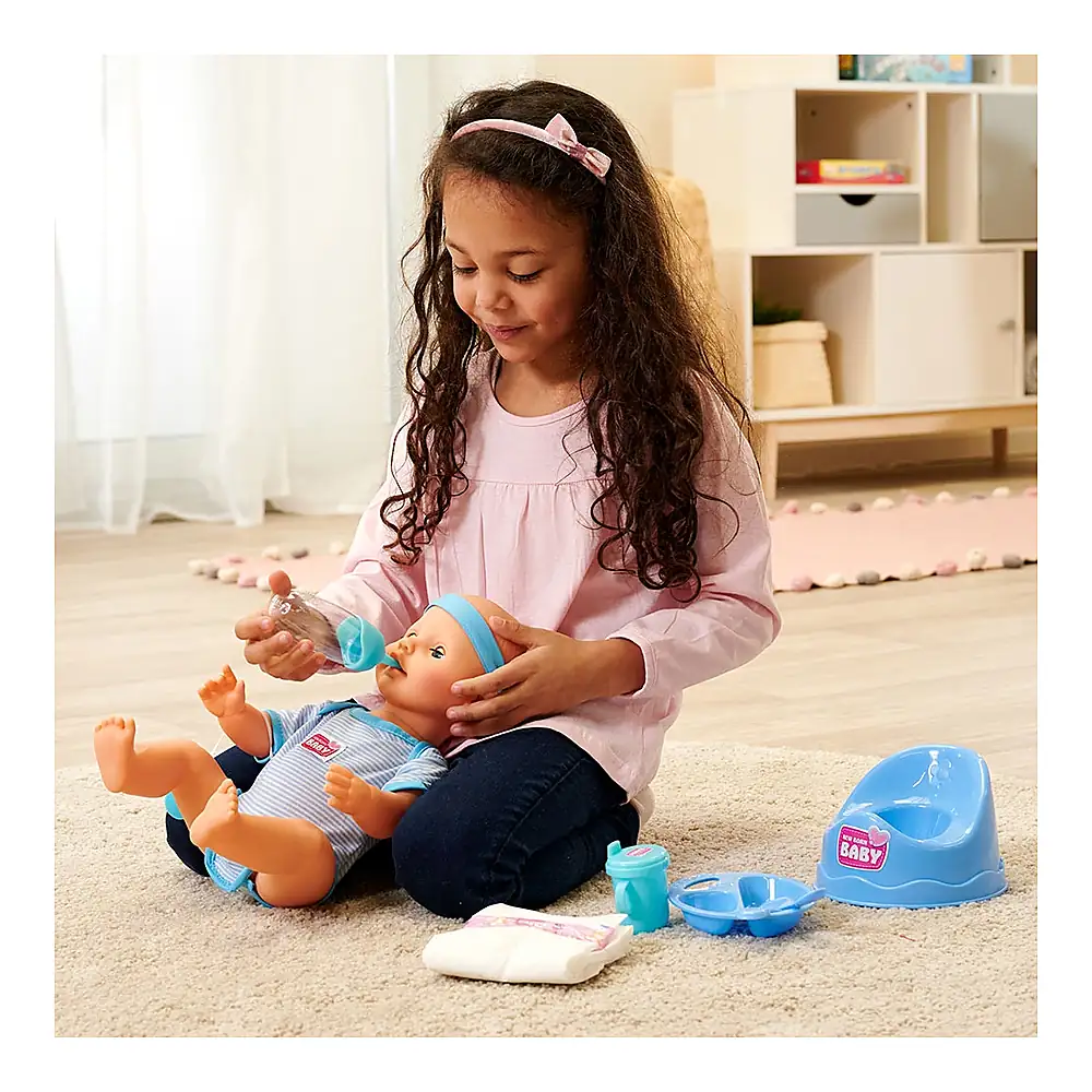 Papusa Simba New Born Baby, Baby Doll 43 cm cu accesorii albastru [7]