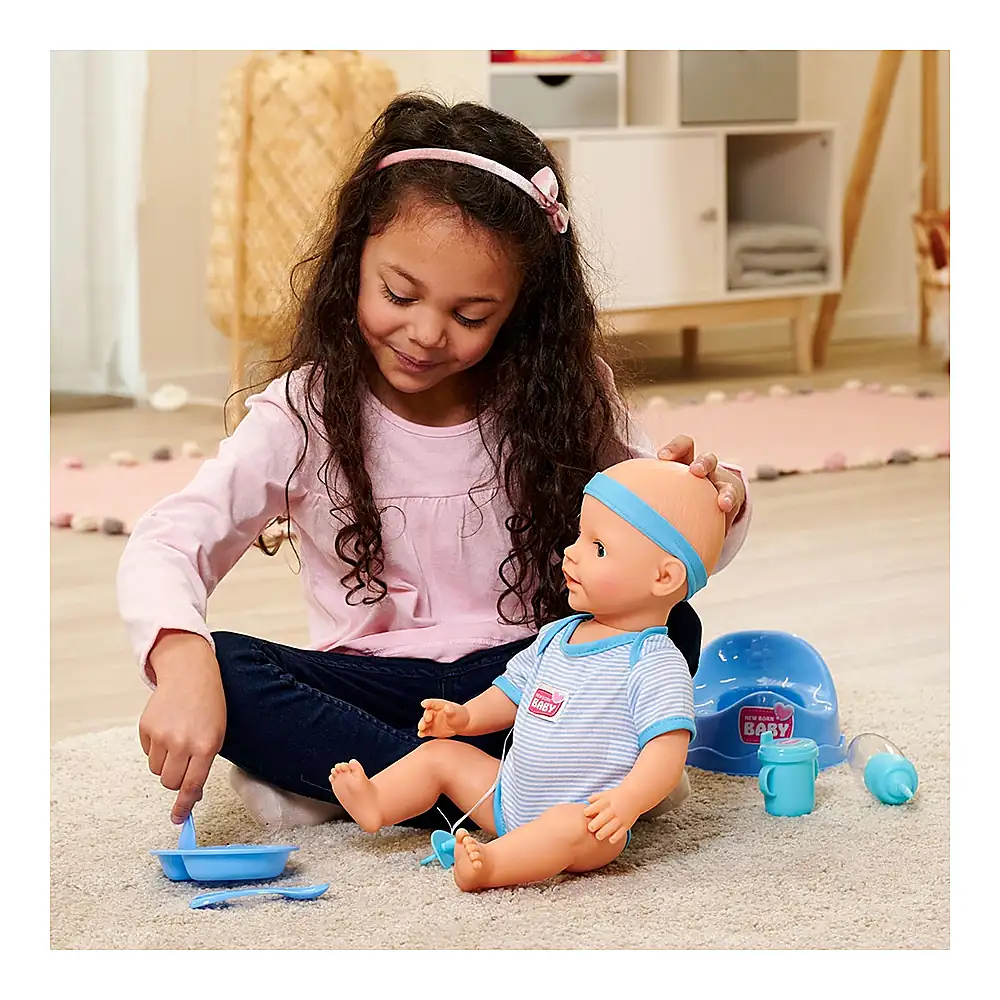 Papusa Simba New Born Baby, Baby Doll 43 cm cu accesorii albastru [5]