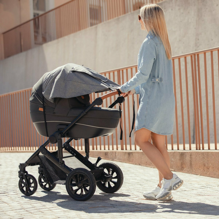 Parasolar, FreeON, Cu laterale pentru landou si carucior, Copertina protectie UPF 50+ cu fereastra, Usor reglabil, Rezistent la apa, Gri [6]