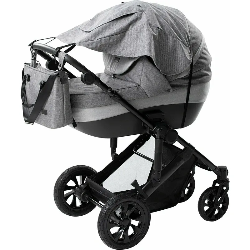 Parasolar, FreeON, Cu laterale pentru landou si carucior, Copertina protectie UPF 50+ cu fereastra, Usor reglabil, Rezistent la apa, Gri [1]