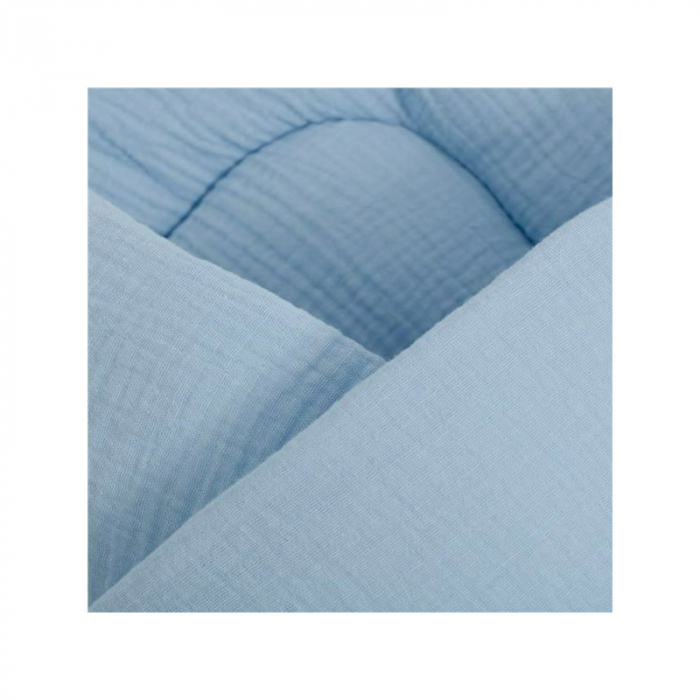 Paturica de infasat, New Baby, Din muselina, Cu multiple utilizari, 100% bumbac, 75x75 cm, 0 luni+, Blue [2]