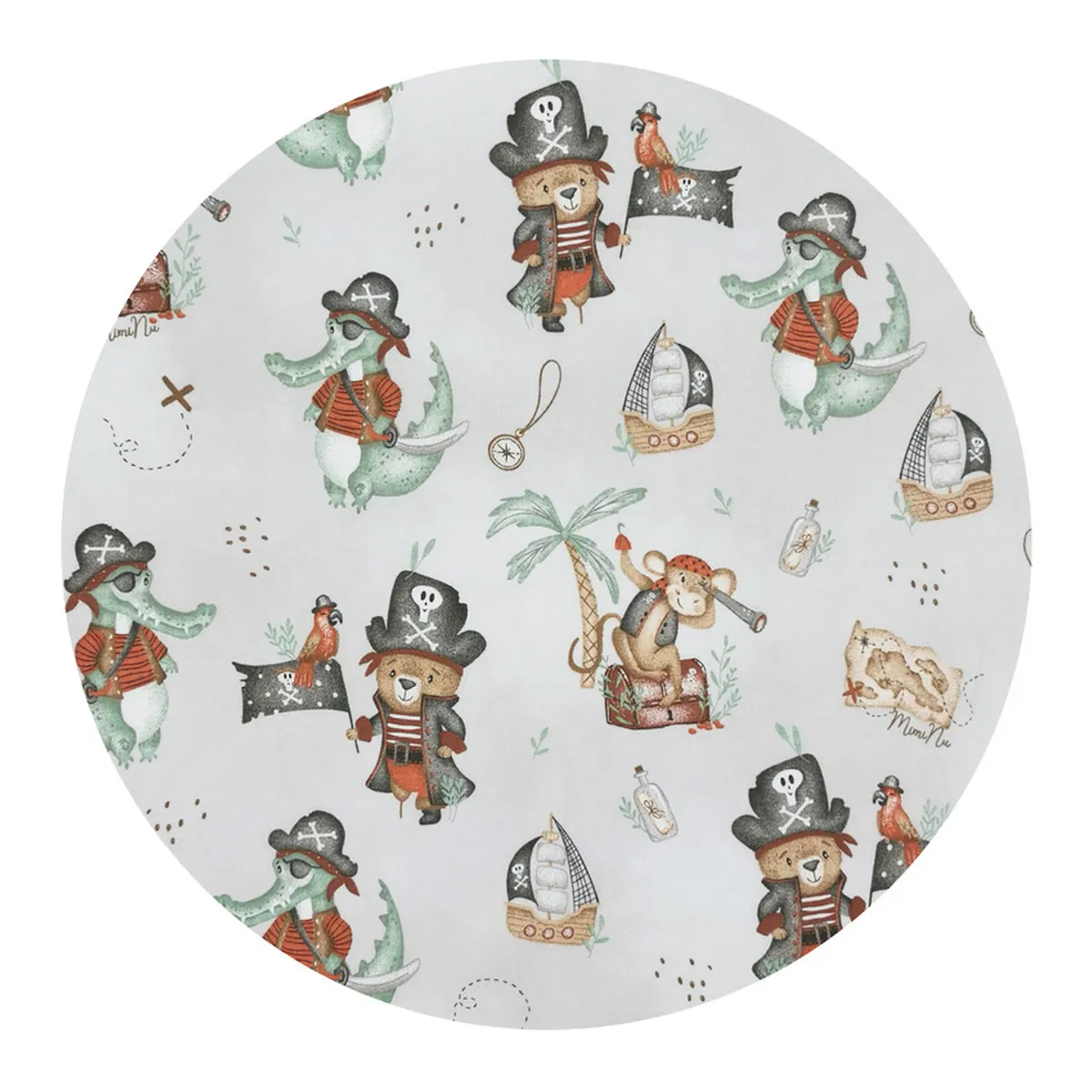 Paturica moale, MimiNu, Cu doua fete, 75x100 cm, bumbac 100%, Pirates Natural [2]