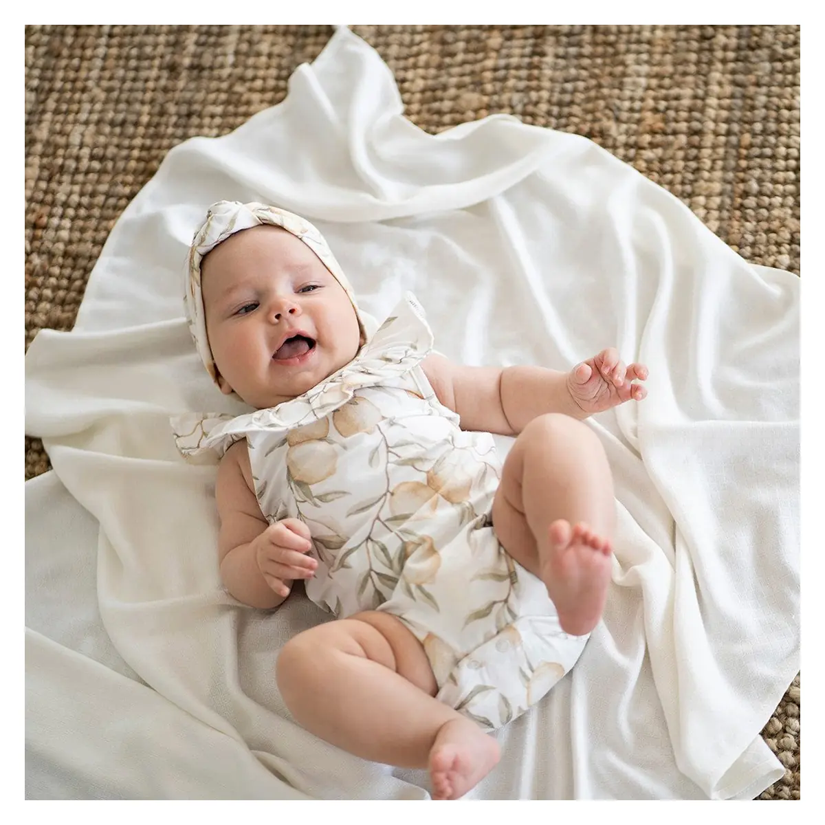 Paturica nou nascut Skiddou, 100% vascoza de bambus, Crem, 80x100cm [5]