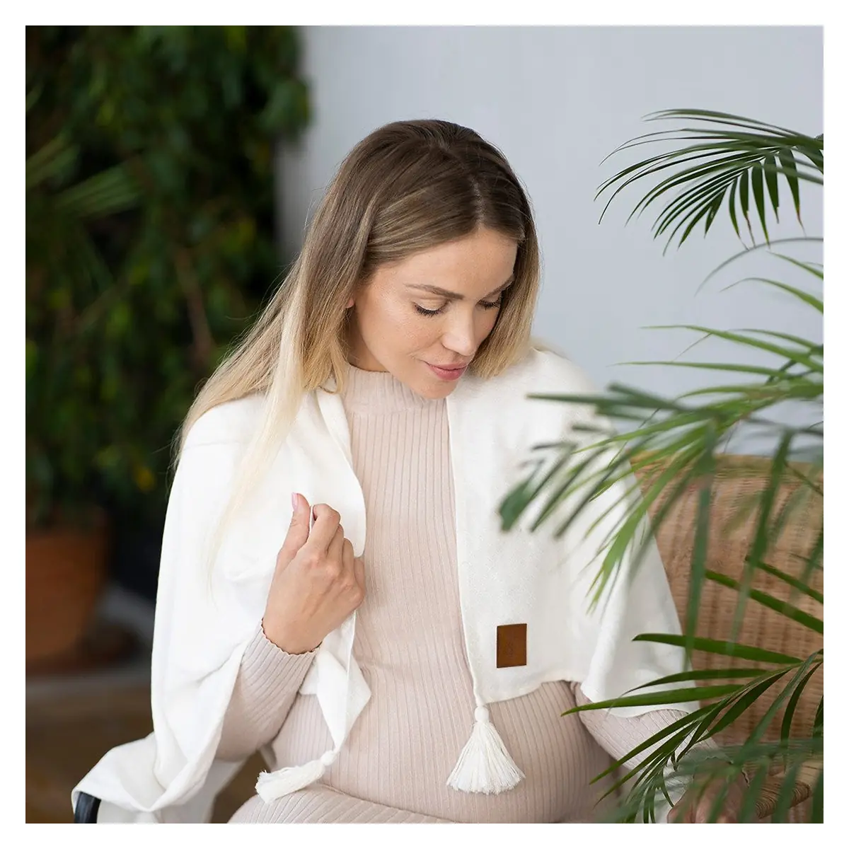 Paturica nou nascut Skiddou, 100% vascoza de bambus, Crem, 80x100cm [12]