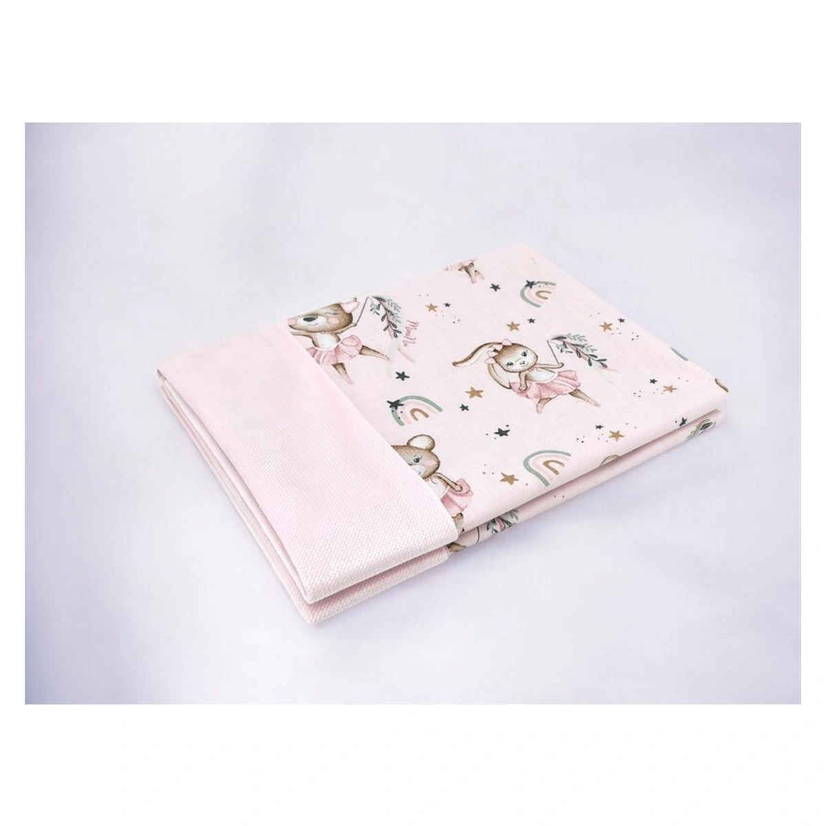 Paturica pufoasa, MimiNu, Cu doua fete, 75x100 cm, Din tesatura de catifea si bumbac, Little Ballerina Pink [2]