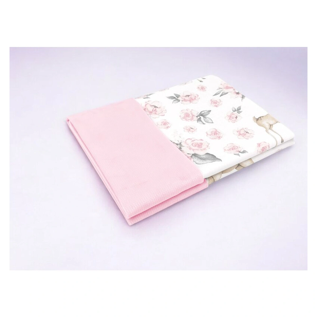 Paturica pufoasa, MimiNu, Cu doua fete, 75x100 cm, Din tesatura de catifea si bumbac, Sweet Deer Pink [2]