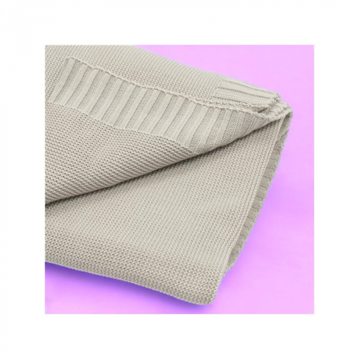 Paturica tricotata, New Baby, Antialergica si antibacteriana, Bambus, 80x100 cm, Material certificat OEKO-Tex Standard 100, 0 luni+, Beige [3]