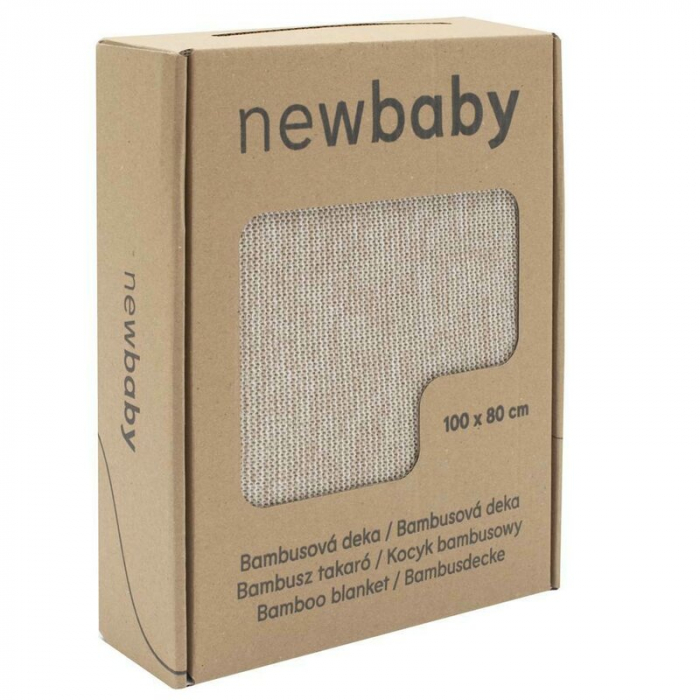 Paturica tricotata, New Baby, Antialergica si antibacteriana, Bambus, 80x100 cm, Material certificat OEKO-Tex Standard 100, 0 luni+, Beige [2]