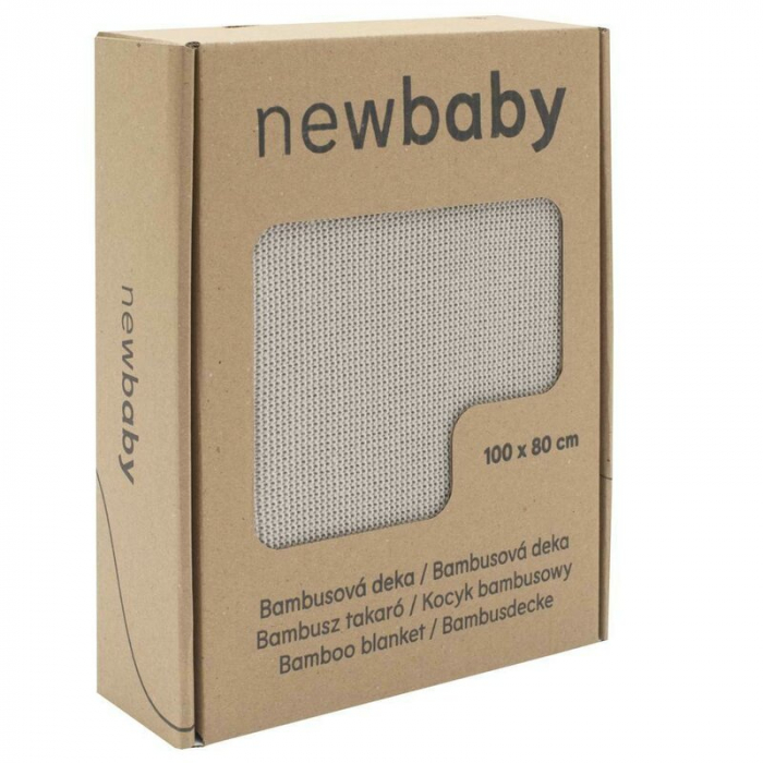 Paturica tricotata, New Baby, Antialergica si antibacteriana, Bambus, 80x100 cm, Material certificat OEKO-Tex Standard 100, 0 luni+, Light Grey [2]