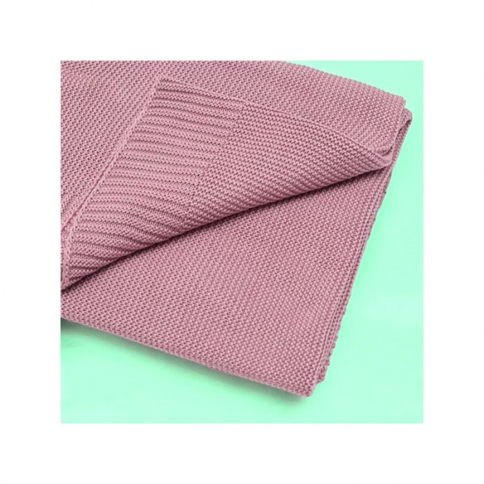Paturica tricotata, New Baby, Antialergica si antibacteriana, Bambus, 80x100 cm, Material certificat OEKO-Tex Standard 100, 0 luni+, Pink [3]