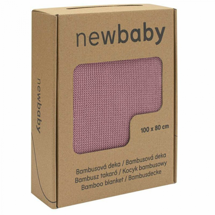 Paturica tricotata, New Baby, Antialergica si antibacteriana, Bambus, 80x100 cm, Material certificat OEKO-Tex Standard 100, 0 luni+, Pink [2]