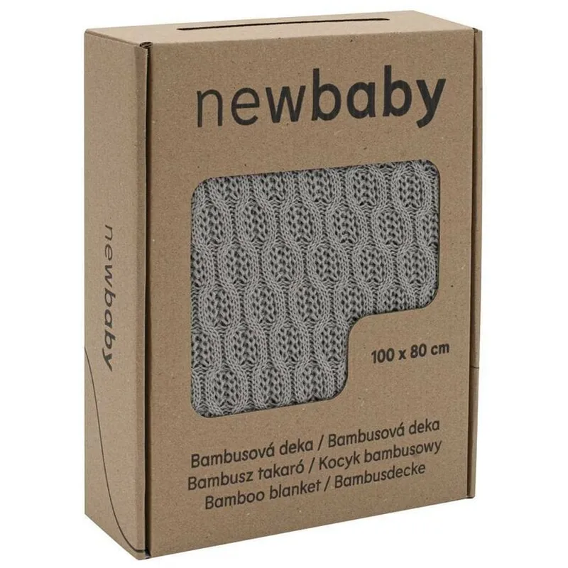 Paturica tricotata, New Baby, Cu model, Antialergica si antibacteriana, Bambus, 80x100 cm, Material certificat OEKO-Tex Standard 100, 0 luni+, Grey [2]