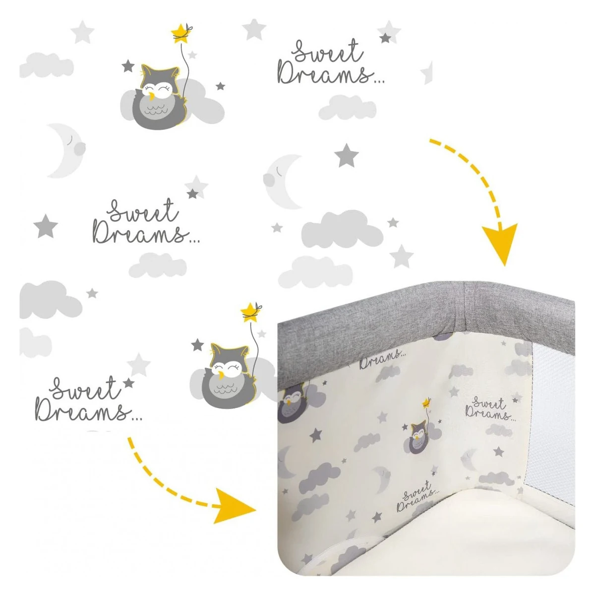 Patut 3 in 1 co-sleeping Skiddou Natt, Evening Dream, Gri inchis [6]