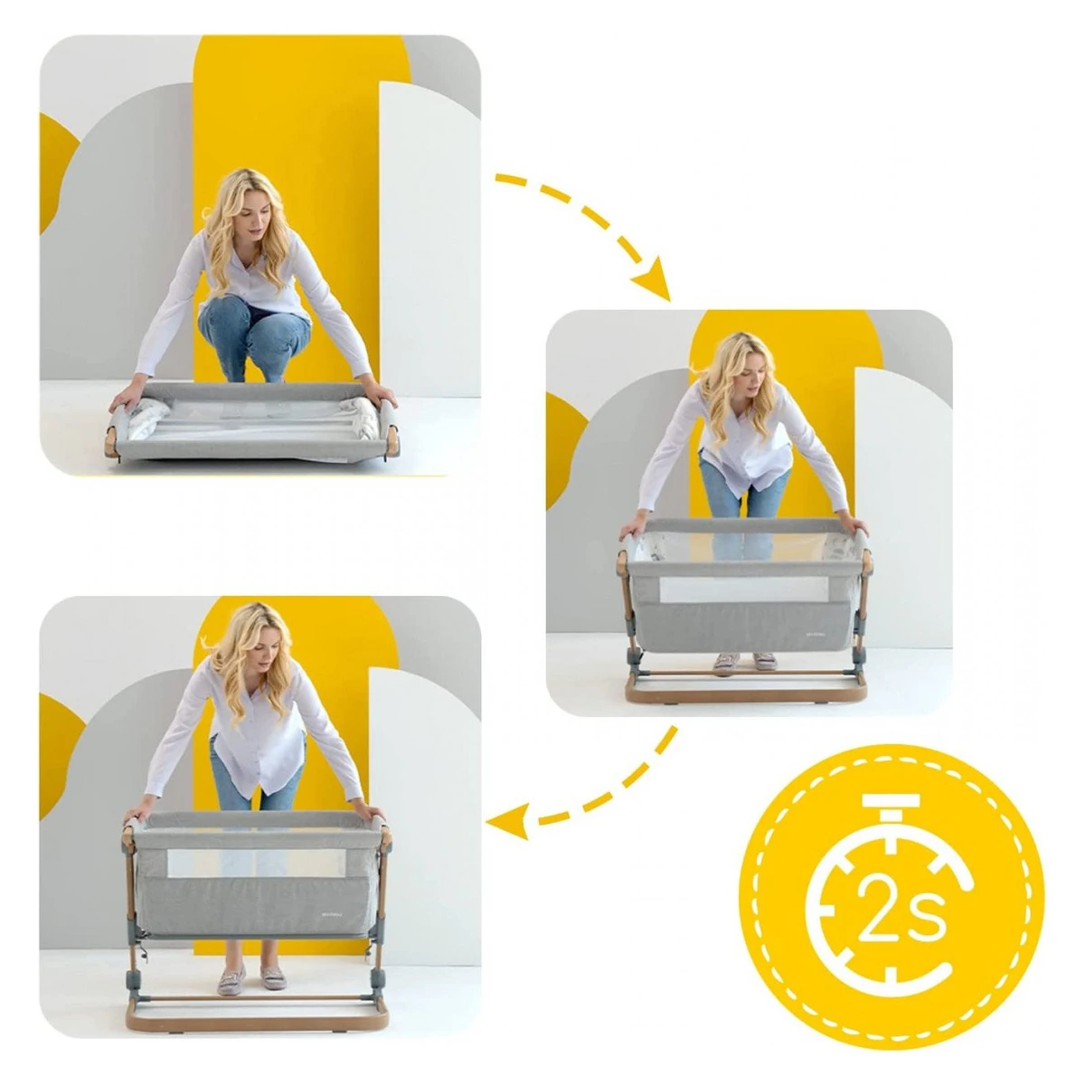 Patut 3 in 1 co-sleeping Skiddou Natt, Evening Dream, Gri inchis [4]