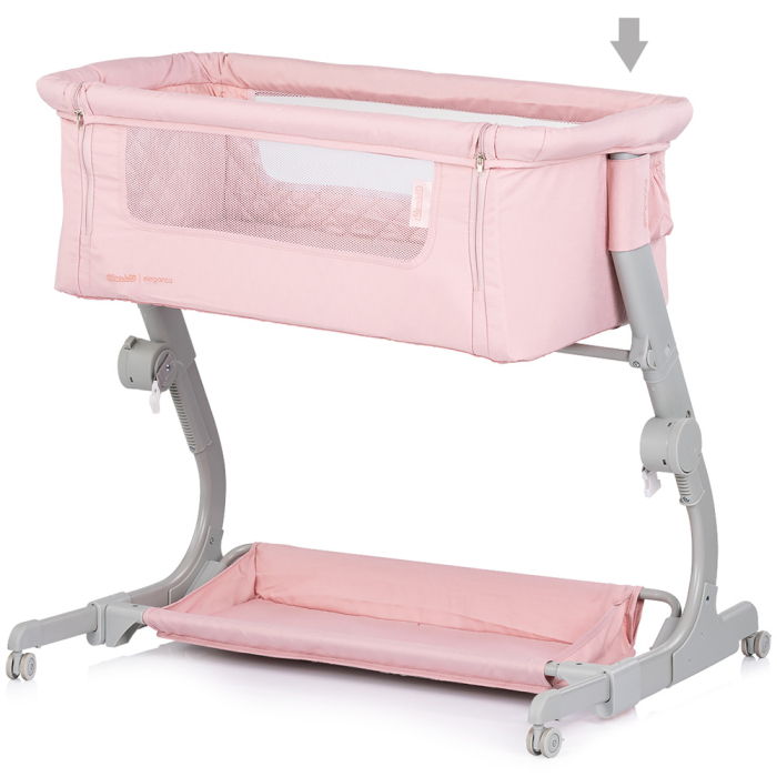 Patut co-sleeper Chipolino Eleganza cu laterala culisanta, Pink marshmallow [4]