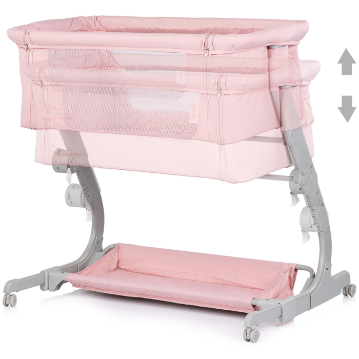 Patut co-sleeper Chipolino Eleganza cu laterala culisanta, Pink marshmallow [3]