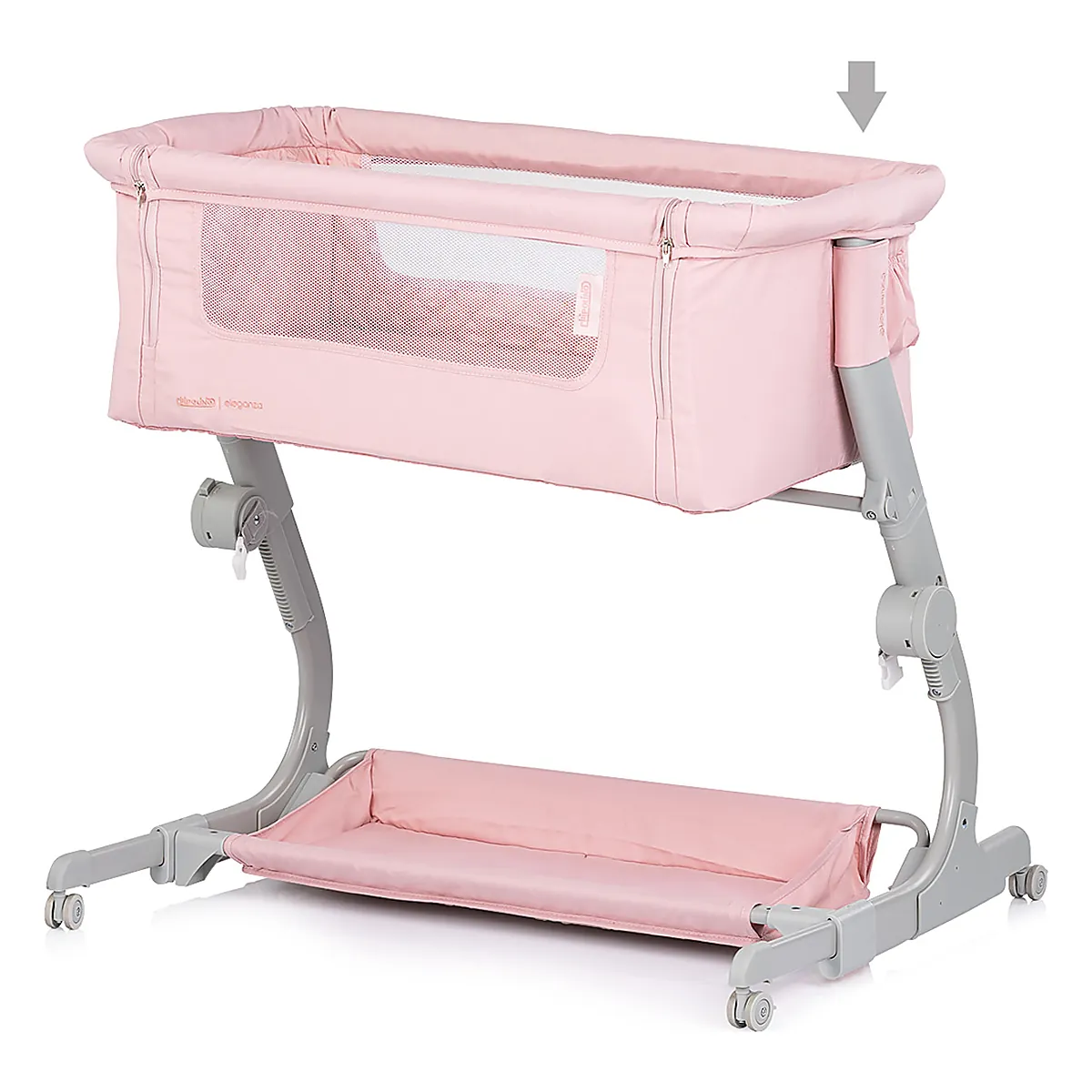 Patut co-sleeper Chipolino Eleganza cu laterala culisanta, Pink marshmallow 6 luni [4]