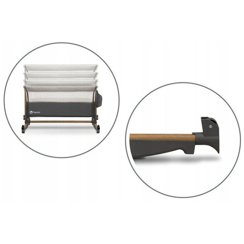 Patut co-sleeper Leonie Cu sistem de leganare, Grey Stone [5]