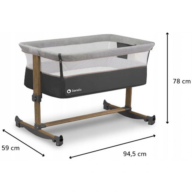 Patut co-sleeper Leonie Cu sistem de leganare, Grey Stone [2]