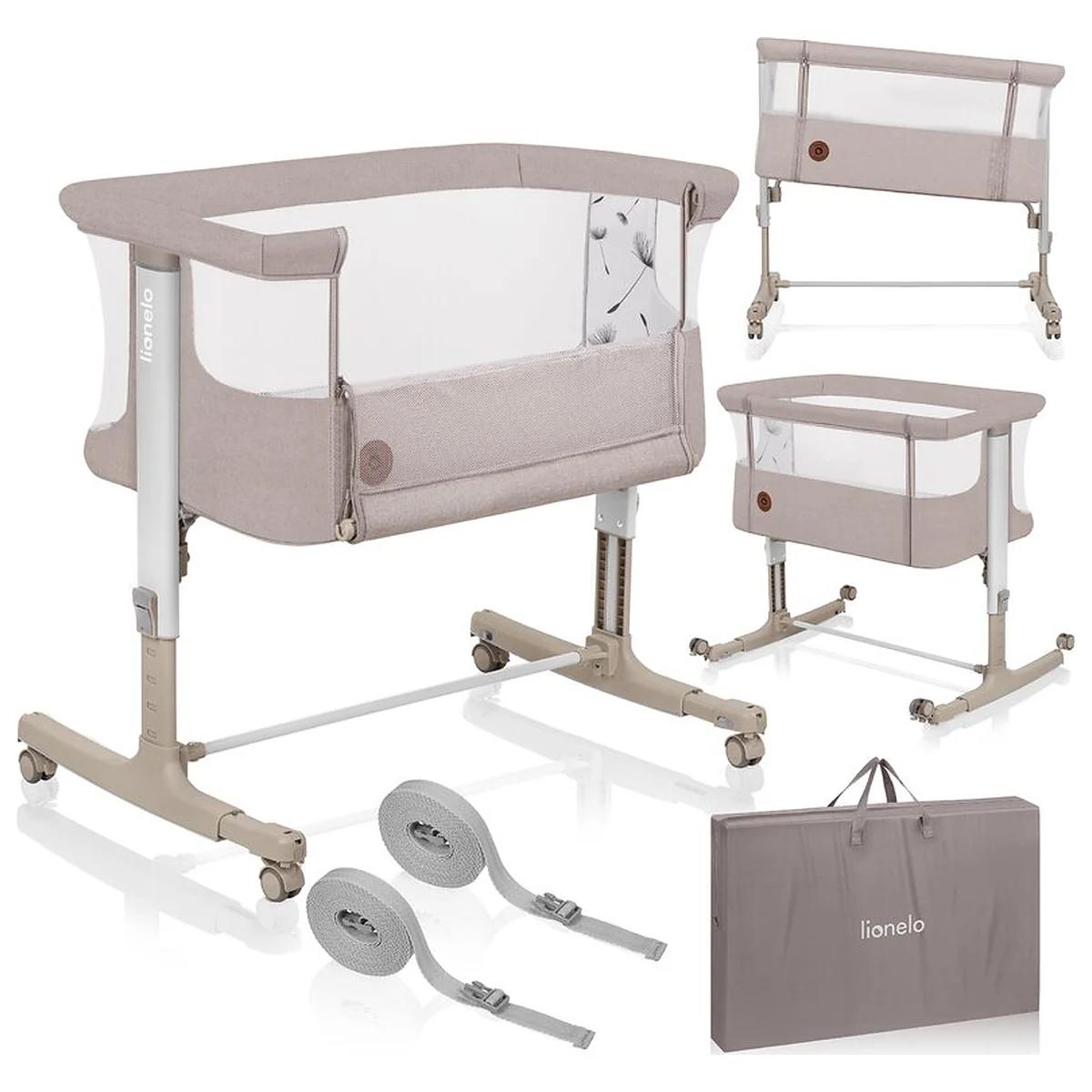 Patut co-sleeper, Lionelo, Aurora, 3 in 1, Cu leganare si setare unghiulara, Cu saltea, 0 luni+ Bej [15]