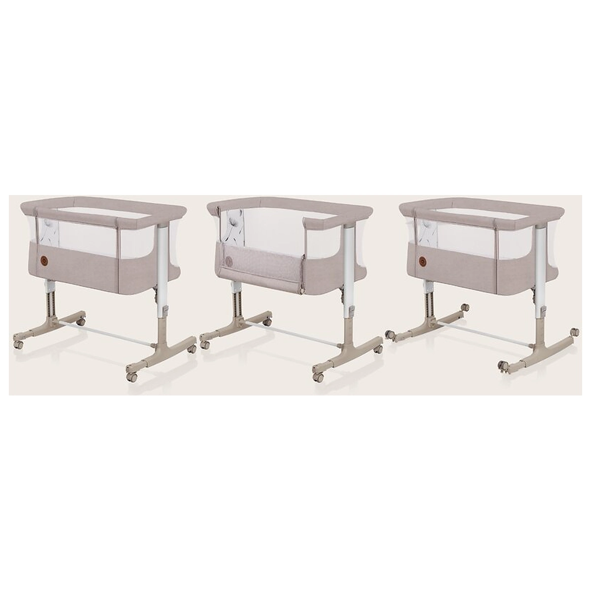 Patut co-sleeper, Lionelo, Aurora, 3 in 1, Cu leganare si setare unghiulara, Cu saltea, 0 luni+ Bej [19]