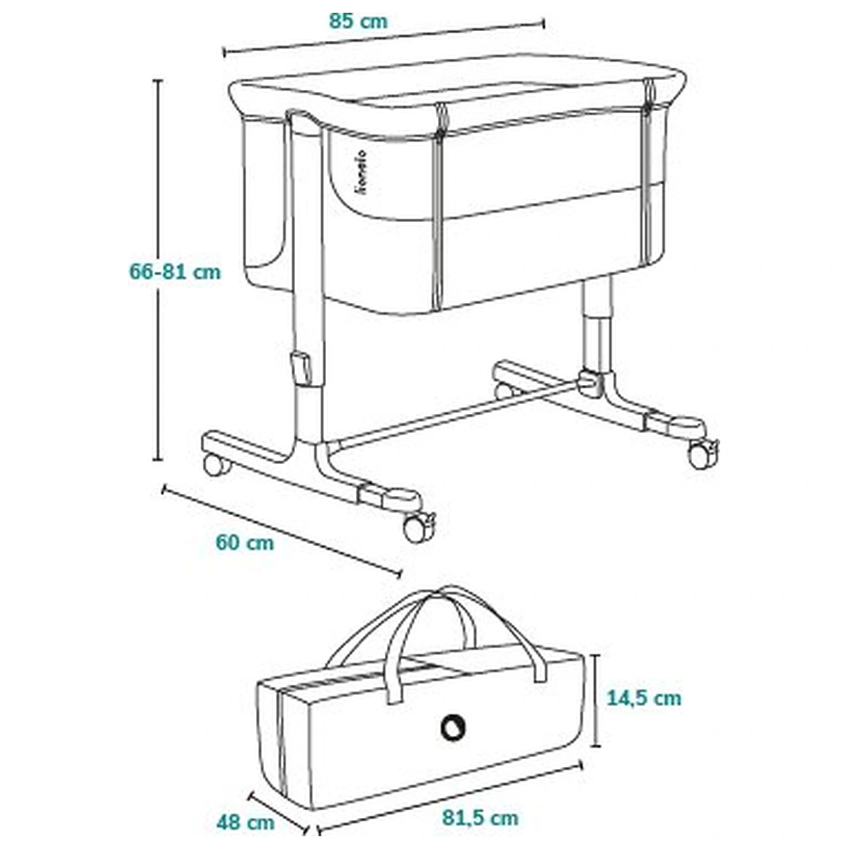 Patut co-sleeper, Lionelo, Aurora, 3 in 1, Cu leganare si setare unghiulara, Cu saltea, 0 luni+ Bej [22]