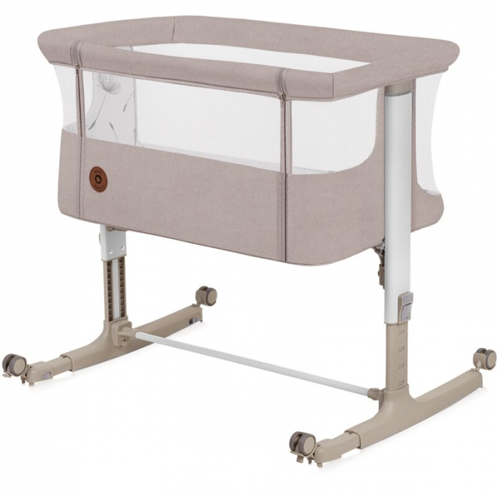 Patut co-sleeper, Lionelo, Aurora, 3 in 1, functie leganare, Include saltea si geanta transport, 5 pozitii pe inaltime, Pana la 9 kg, Beige Cappuccino [3]