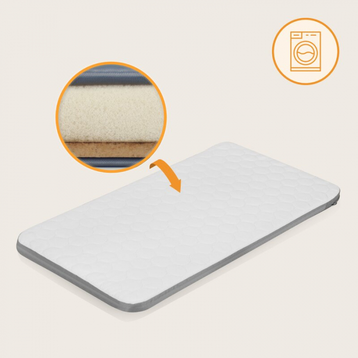 Patut co-sleeper, Lionelo, Aurora, 3 in 1, functie leganare, Include saltea si geanta transport, 5 pozitii pe inaltime, Pana la 9 kg, Beige Sand [34]