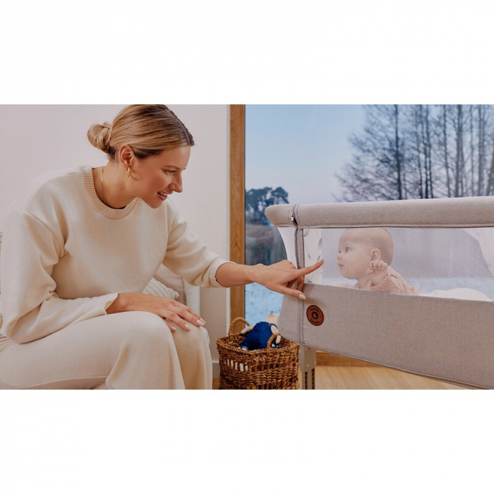 Patut co-sleeper, Lionelo, Aurora, 3 in 1, functie leganare, Include saltea si geanta transport, 5 pozitii pe inaltime, Pana la 9 kg, Beige Cappuccino [37]