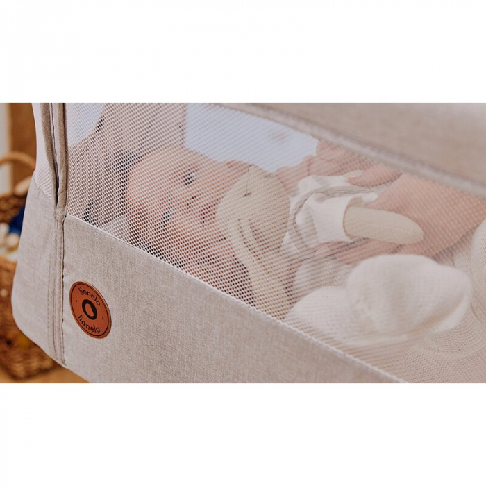 Patut co-sleeper, Lionelo, Aurora, 3 in 1, functie leganare, Include saltea si geanta transport, 5 pozitii pe inaltime, Pana la 9 kg, Beige Cappuccino [35]