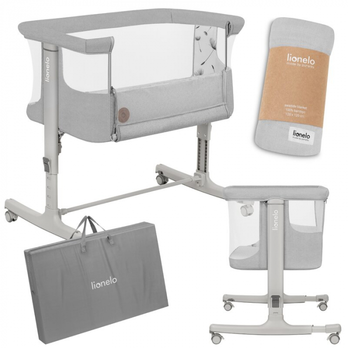 Patut co-sleeper, Lionelo, Aurora, 3 in 1, functie leganare, Include saltea si geanta transport, 5 pozitii pe inaltime, Pana la 9 kg, Beige Sand [31]