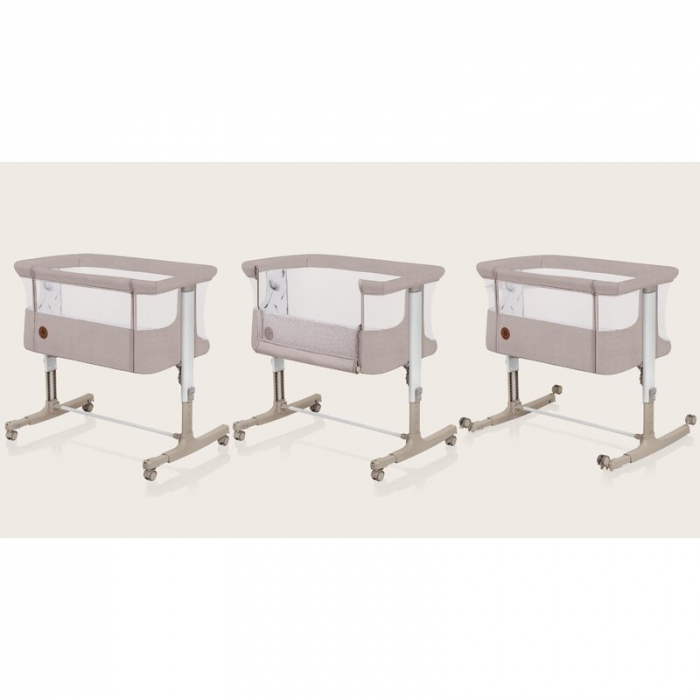 Patut co-sleeper, Lionelo, Aurora, 3 in 1, functie leganare, Include saltea si geanta transport, 5 pozitii pe inaltime, Pana la 9 kg, Beige Cappuccino [45]