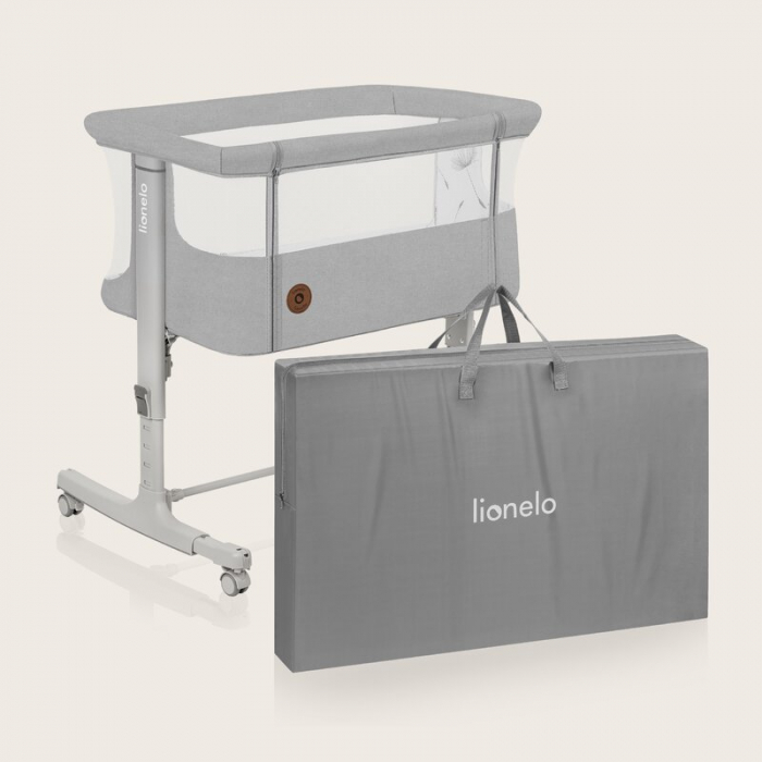 Patut co-sleeper, Lionelo, Aurora, 3 in 1, functie leganare, Include saltea si geanta transport, 5 pozitii pe inaltime, Pana la 9 kg, Beige Sand [40]