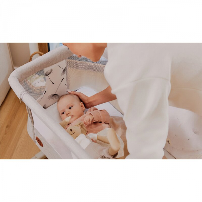 Patut co-sleeper, Lionelo, Aurora, 3 in 1, functie leganare, Include saltea si geanta transport, 5 pozitii pe inaltime, Pana la 9 kg, Beige Cappuccino [34]
