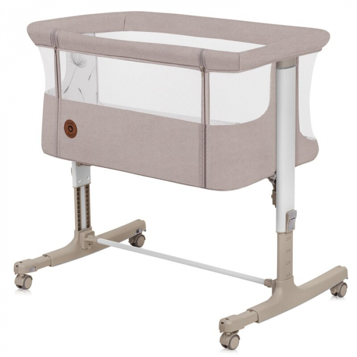 Patut co-sleeper, Lionelo, Aurora, 3 in 1, functie leganare, Include saltea si geanta transport, 5 pozitii pe inaltime, Pana la 9 kg, Beige Cappuccino [2]