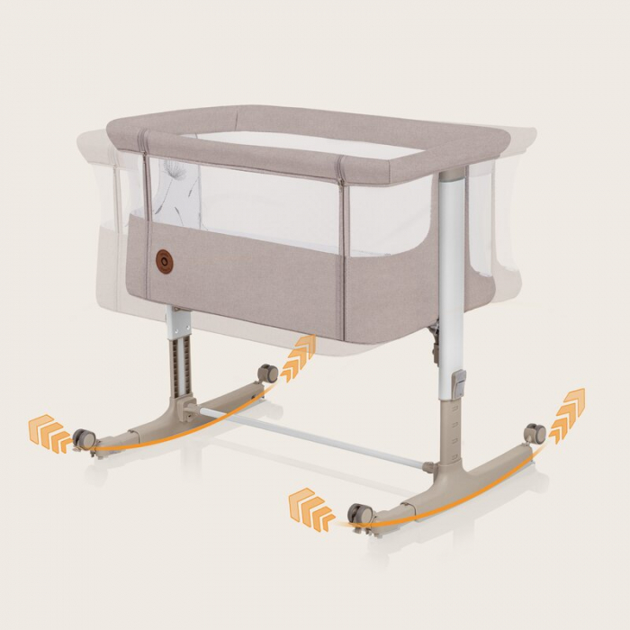 Patut co-sleeper, Lionelo, Aurora, 3 in 1, functie leganare, Include saltea si geanta transport, 5 pozitii pe inaltime, Pana la 9 kg, Beige Cappuccino [50]