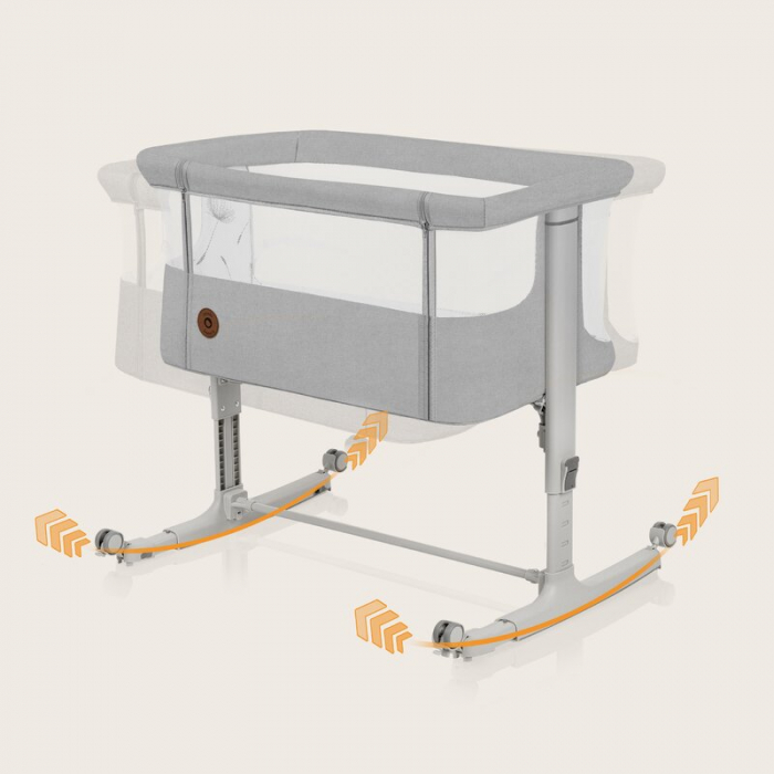 Patut co-sleeper, Lionelo, Aurora, 3 in 1, functie leganare, Include saltea si geanta transport, 5 pozitii pe inaltime, Pana la 9 kg, Beige Sand [38]