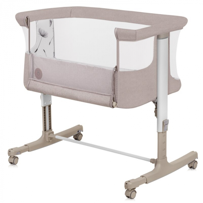 Patut co-sleeper, Lionelo, Aurora, 3 in 1, functie leganare, Include saltea si geanta transport, 5 pozitii pe inaltime, Pana la 9 kg, Beige Cappuccino [4]