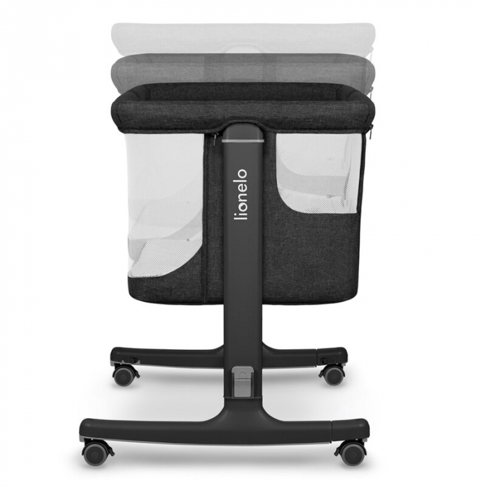 Patut co-sleeper, Lionelo, Aurora, 3 in 1, functie leganare, Include saltea si geanta transport, 5 pozitii pe inaltime, Pana la 9 kg, Grey Graphite [17]