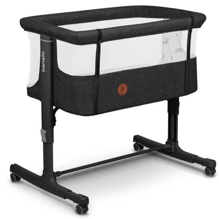 Patut co-sleeper, Lionelo, Aurora, 3 in 1, functie leganare, Include saltea si geanta transport, 5 pozitii pe inaltime, Pana la 9 kg, Grey Graphite [5]
