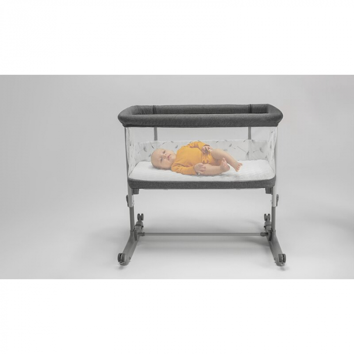 Patut co-sleeper, Lionelo, Aurora, 3 in 1, functie leganare, Include saltea si geanta transport, 5 pozitii pe inaltime, Pana la 9 kg, Grey Graphite [35]