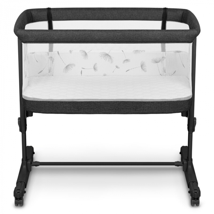 Patut co-sleeper, Lionelo, Aurora, 3 in 1, functie leganare, Include saltea si geanta transport, 5 pozitii pe inaltime, Pana la 9 kg, Grey Graphite [7]