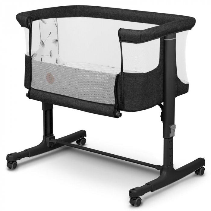 Patut co-sleeper, Lionelo, Aurora, 3 in 1, functie leganare, Include saltea si geanta transport, 5 pozitii pe inaltime, Pana la 9 kg, Grey Graphite [4]