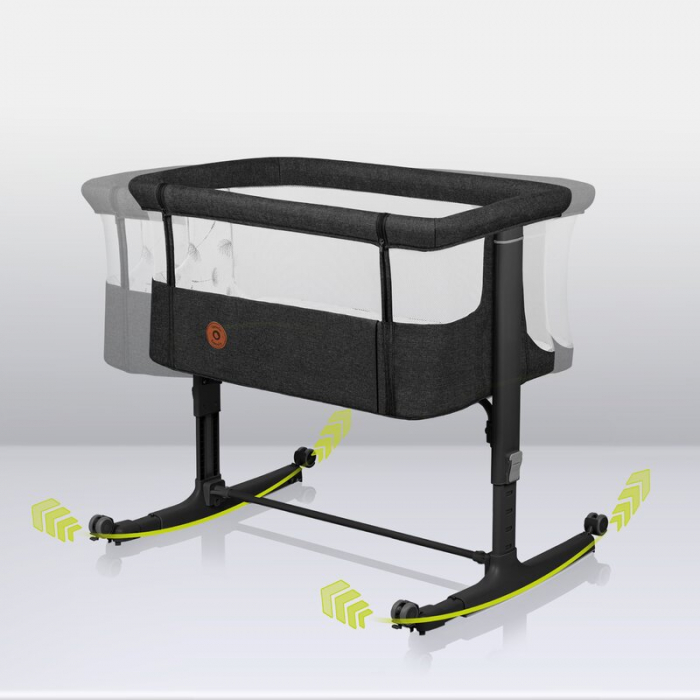 Patut co-sleeper, Lionelo, Aurora, 3 in 1, functie leganare, Include saltea si geanta transport, 5 pozitii pe inaltime, Pana la 9 kg, Grey Graphite [33]