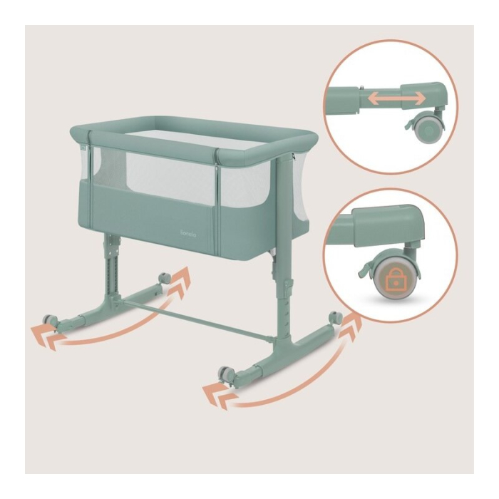 Patut co-sleeper, Lionelo, Aurora, 3 in 1, Cu leganare si setare unghiulara, Saltea cu densitate T25 si geanta [12]