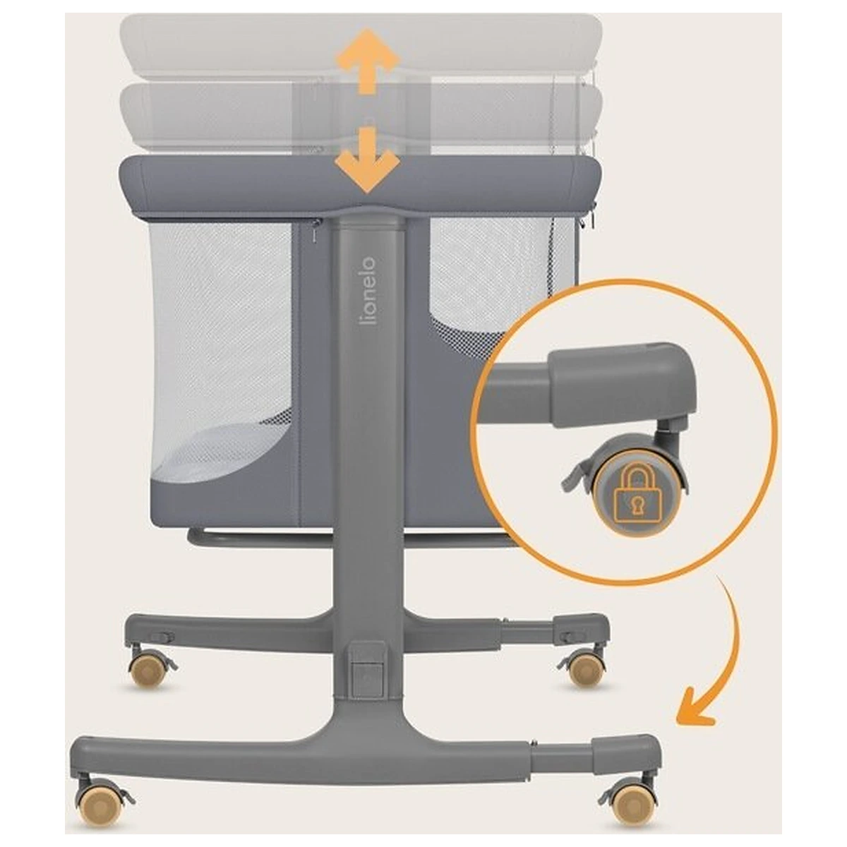 Patut co-sleeper, Lionelo, Aurora, 3 in 1, Cu leganare si setare unghiulara, Saltea cu densitate T25 si geanta [10]