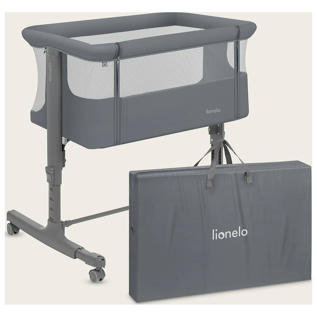 Patut co-sleeper, Lionelo, Aurora, 3 in 1, Cu leganare si setare unghiulara, Saltea cu densitate T25 si geanta [18]