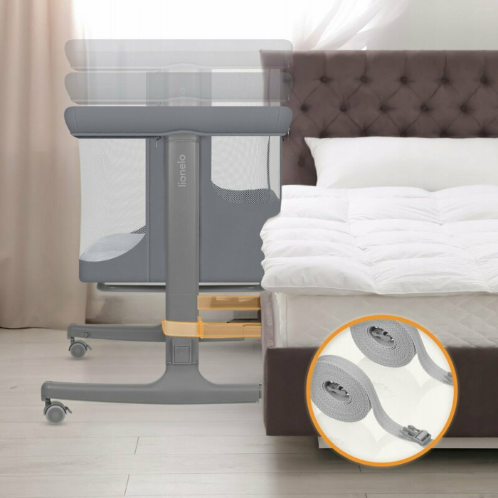 Patut co-sleeper, Lionelo, Aurora, 3 in 1, Cu leganare si setare unghiulara, Saltea cu densitate T25 si geanta [16]